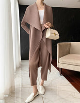 Plissé Longline Duster Cardigan